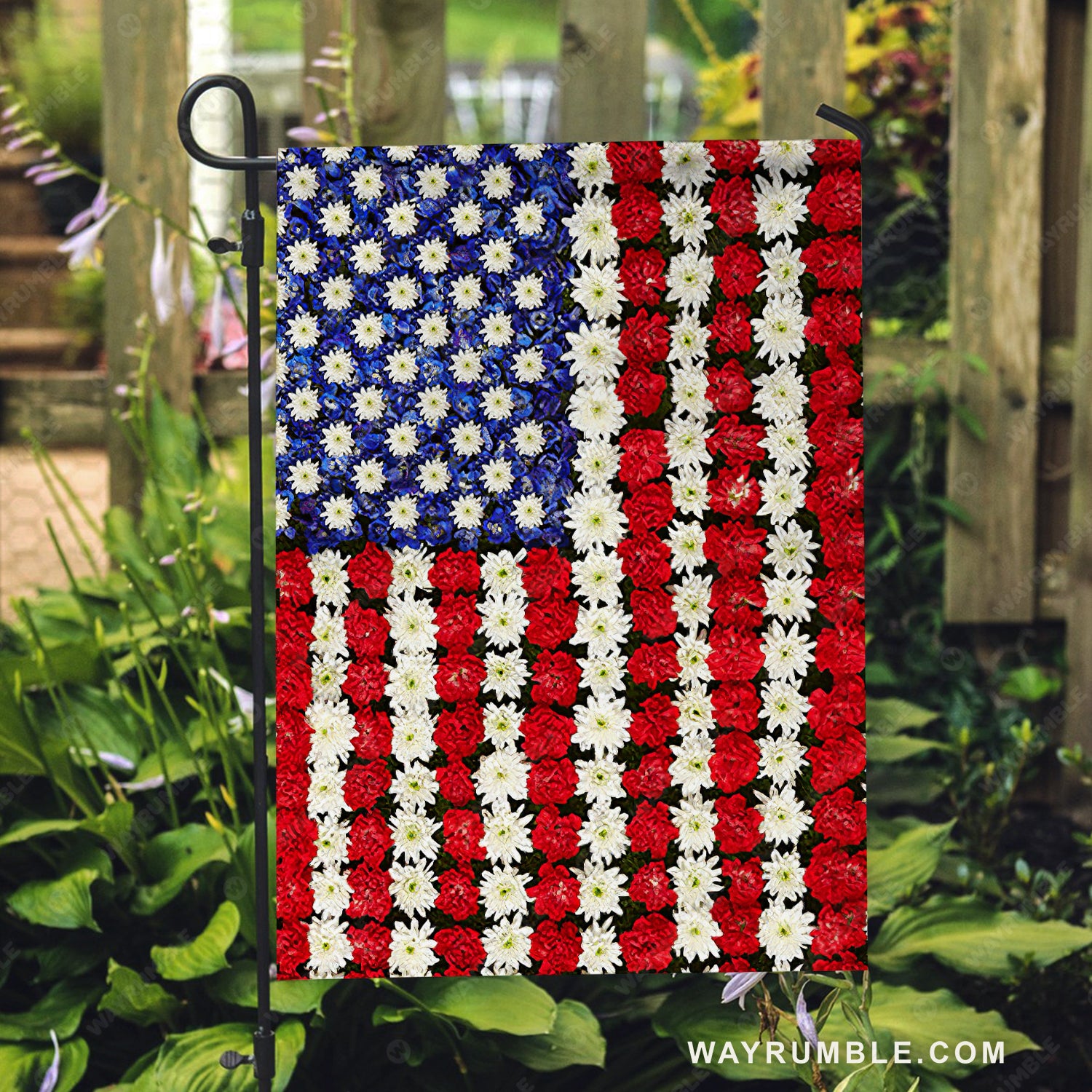 Unique flag, White flower, Colorful flower garden, US flag - Jesus Flag
