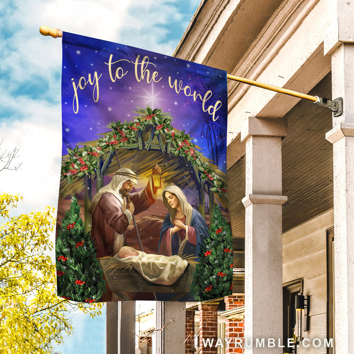 Star of Bethlehem, Birth of Jesus, Cranberry tree, Joy to the world - Jesus Flag