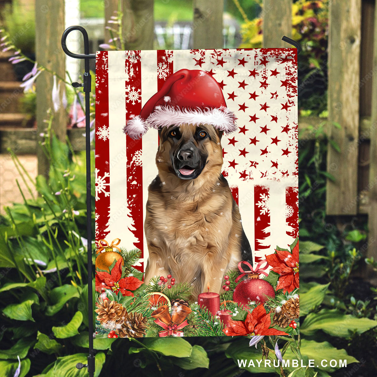 Lovely German Shepherd, Cute dog, American flag, Christmas decoration - Jesus Flag