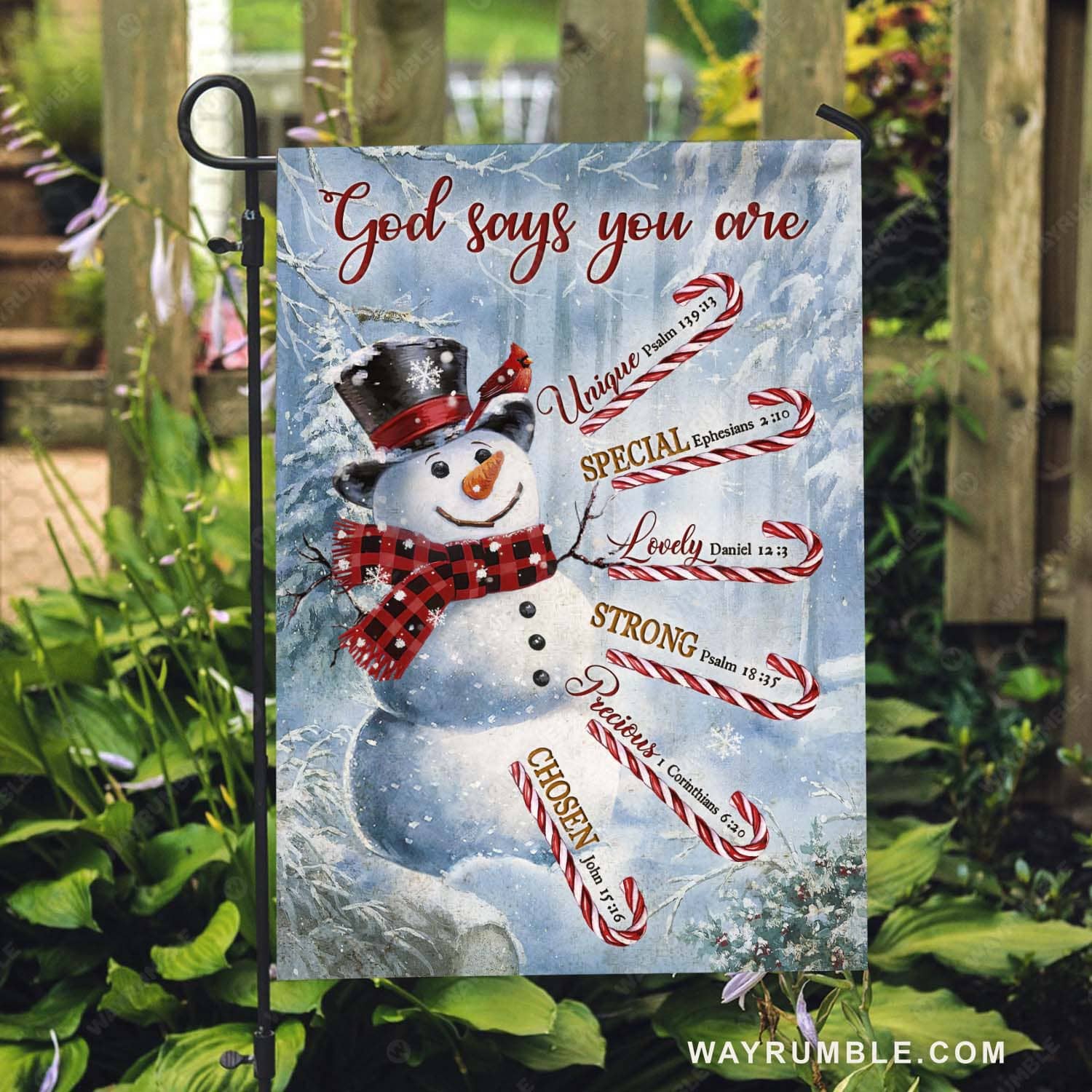 Cute snowman, Candy cane drawing, Snow forest, Red cardinal, God says you are - Jesus Flag