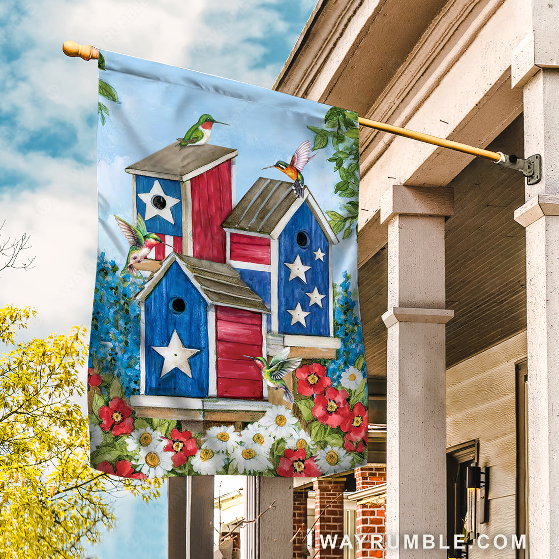 Colorful birdhouse, Hummingbird drawing, Flower garden - Jesus Flag