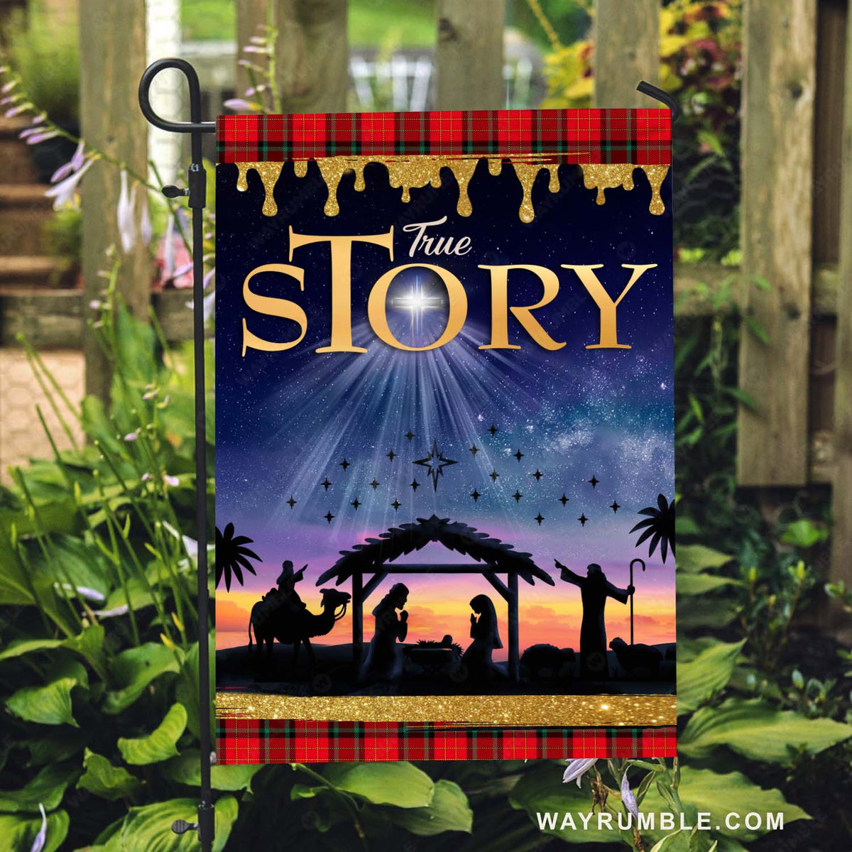 Star of Bethlehem, Abstract cross, Birth of Jesus, True story - Jesus Flag