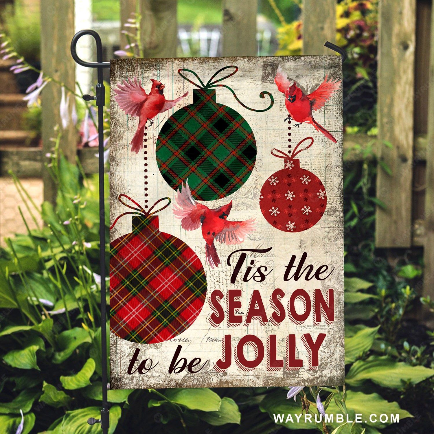 Christmas tree ornaments, Christmas decoration, Red cardinal, Tis the season to be jolly - Jesus Flag