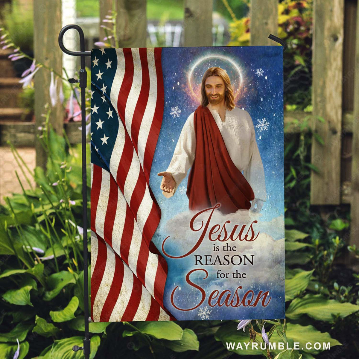 Jesus painting, American flag, Amazing snowflake, Jesus is the reason for the season - Jesus Flag