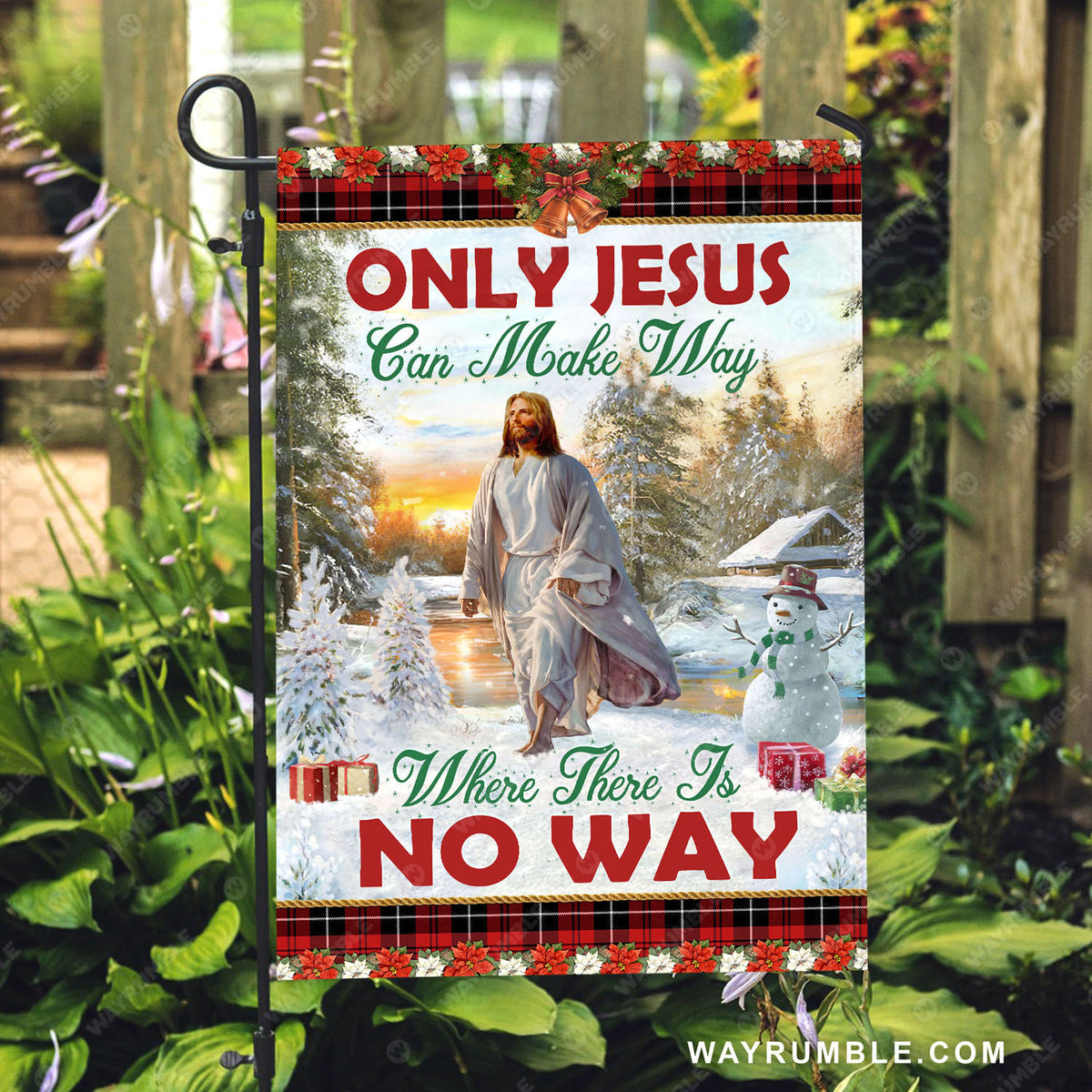 Jesus drawing, Christmas decoration, Lovely snowman, Only Jesus can make way - Jesus Flag