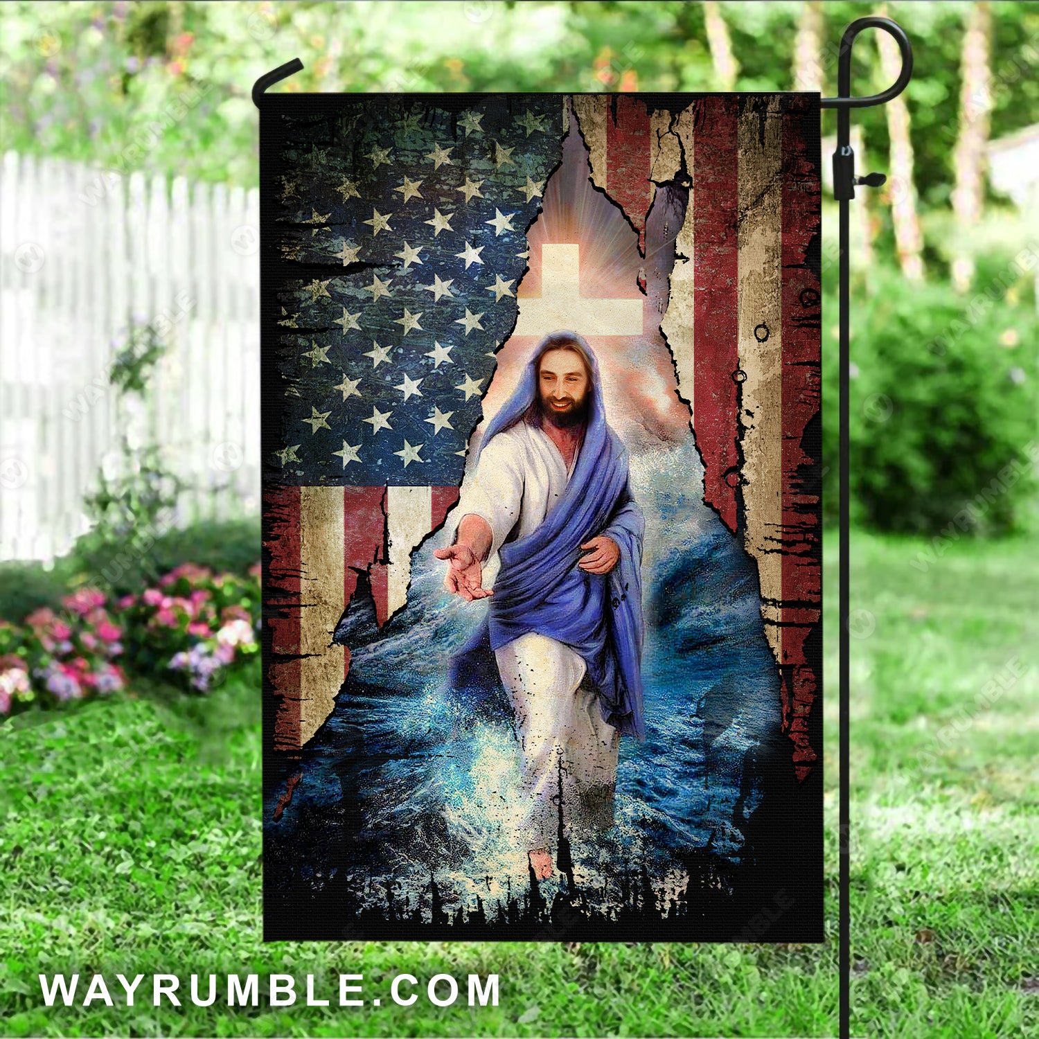 Deep ocean painting, Jesus calls, Walking with Jesus, US flag - Jesus Flag