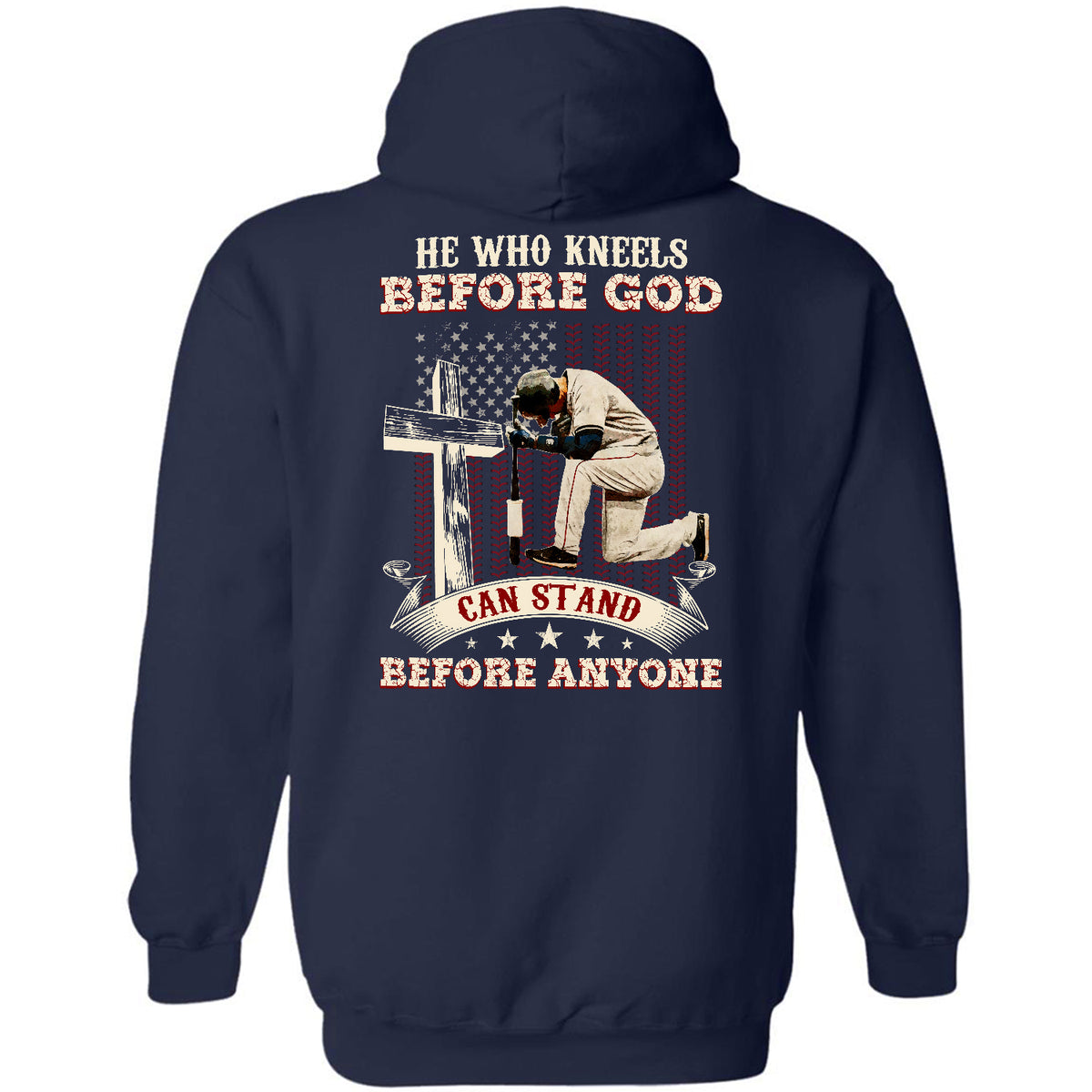 Jesus and Baseball - He who kneels before God can stand before anyone Back-printed Apparel