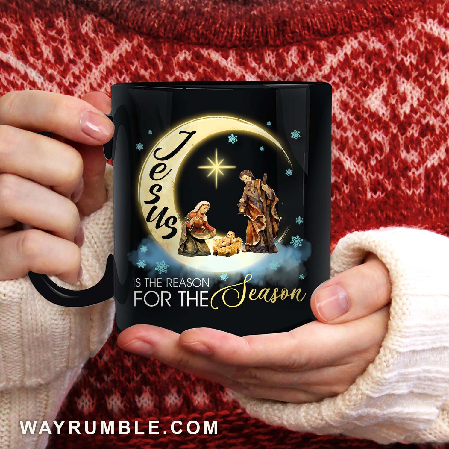 Jesus, Jesus birthday, New moon - Jesus is the reason for the season Black Mug
