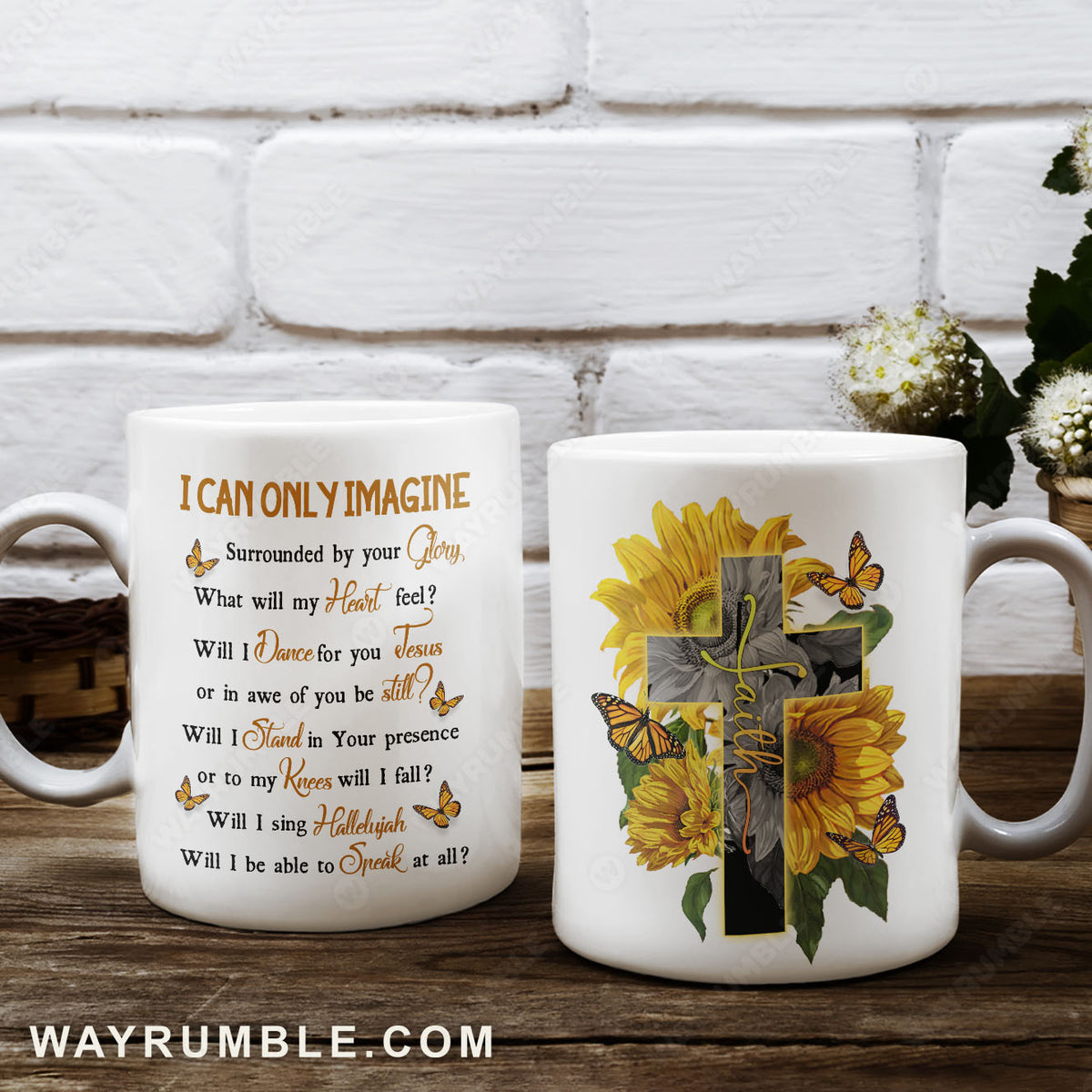 Sunflower, Butterfly, Cross - I can only imagine Jesus AOP Mug
