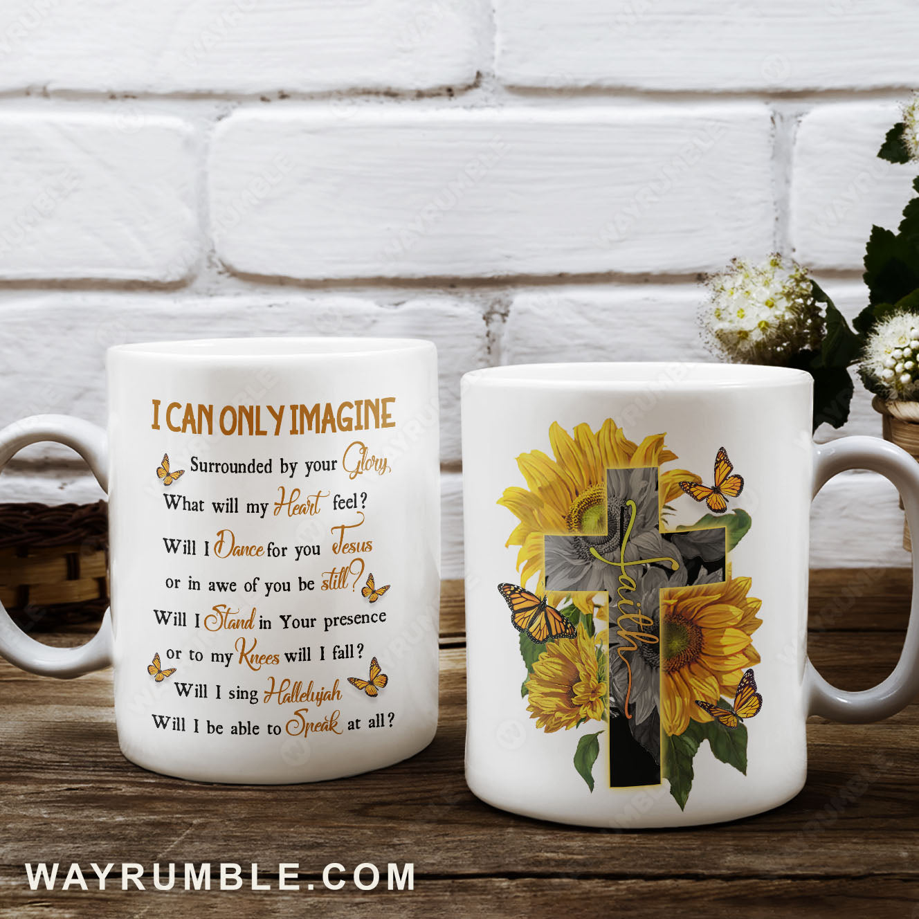 Sunflower, Butterfly, Cross - I can only imagine Jesus AOP Mug