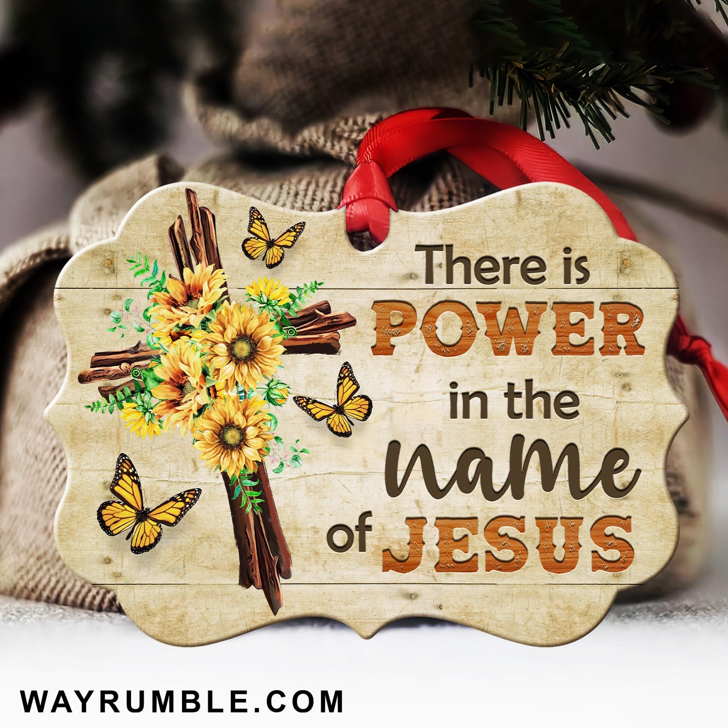 Sunflowers - There is power in the name of Jesus Aluminum Ornament