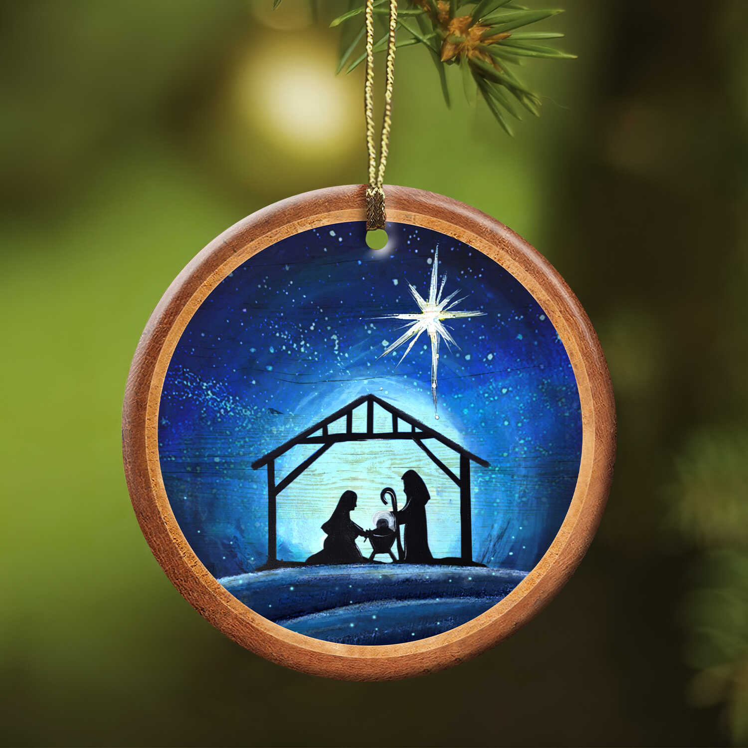 Jesus birth - Circle Ceramic Ornament