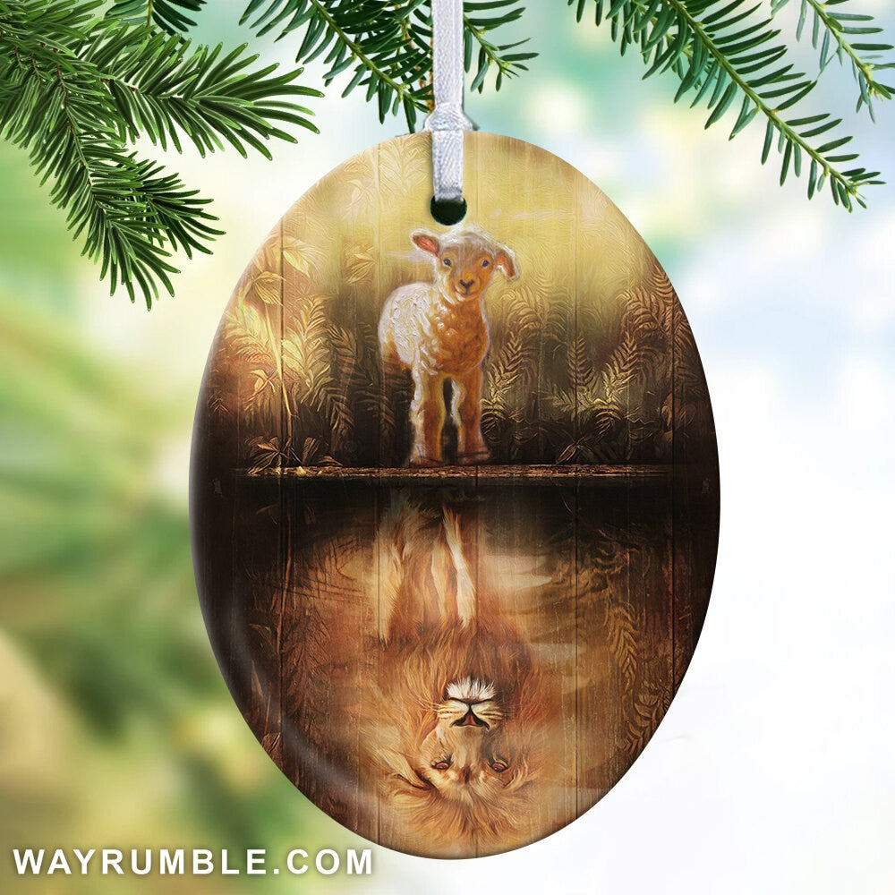 Lamb to Lion  - Oval Ceramic Ornament