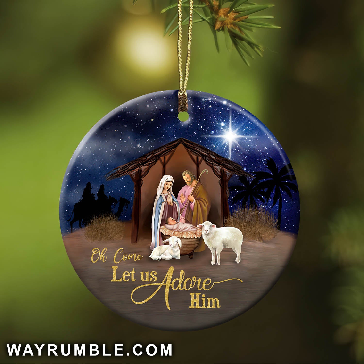 Jesus - Let us adore him - Circle Ceramic Ornament