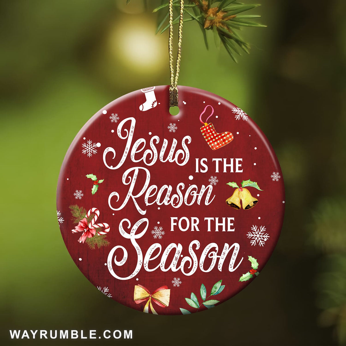 Jesus is the reason for the season - Circle Ceramic Ornament