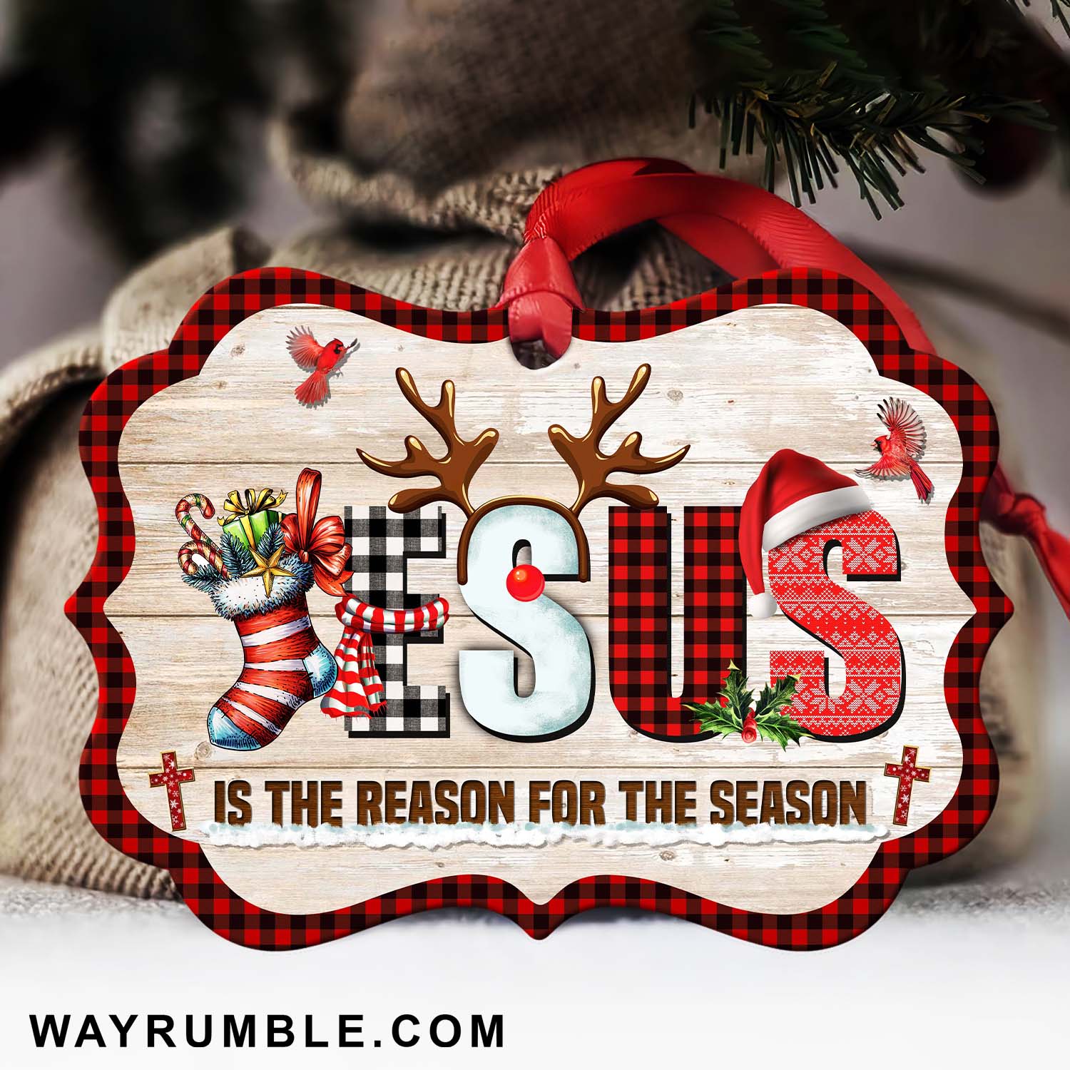 Jesus, Christmas gift, Cardinal - Jesus is the reason for the season Aluminum Ornament