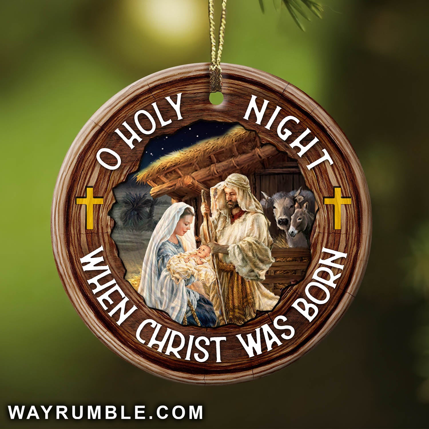 Jesus - When Christ born, o holy night - Circle Ceramic Ornament