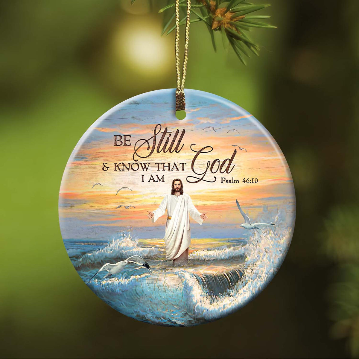 Be still and know that I am God 2 - Circle ceramic Ornament