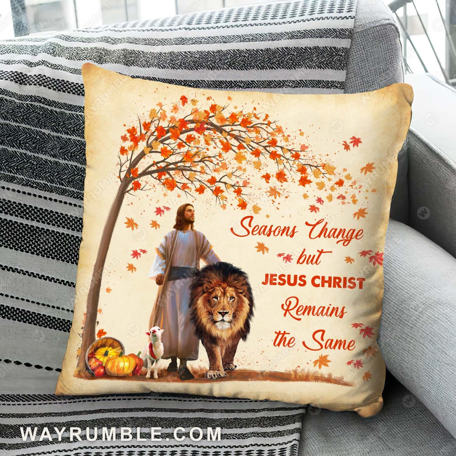 Jesus, Lion of Judah, Lamb of God - Seasons change but Jesus Christ remains the same AOP Pillow