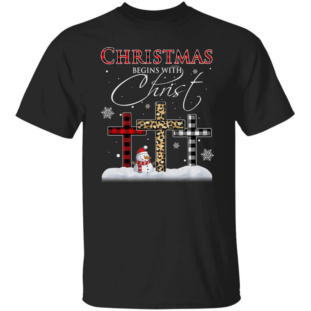 Jesus - Cross - Christmas begins with Christ - Apparel