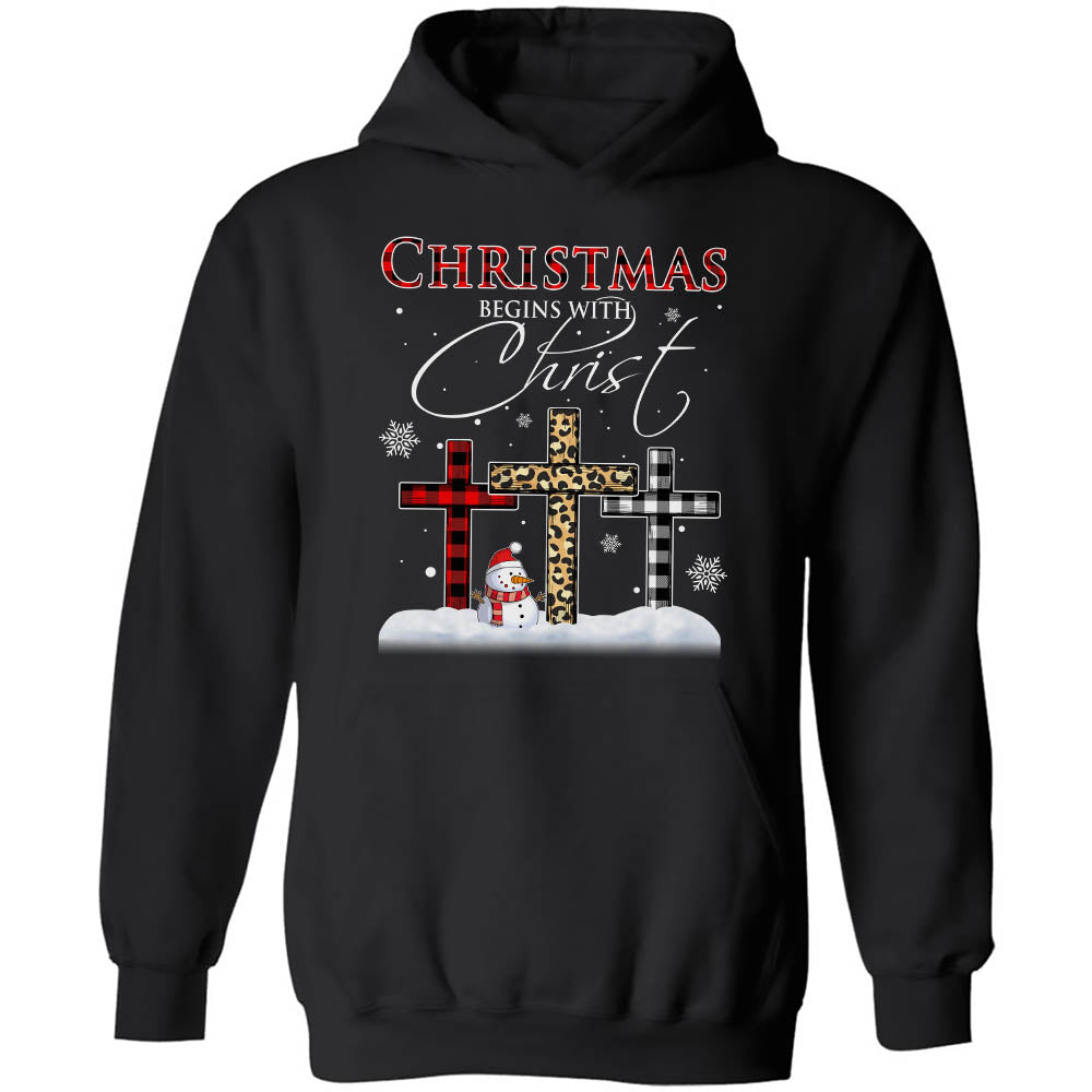 Jesus - Cross - Christmas begins with Christ - Apparel