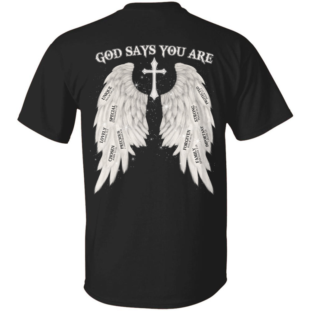 Cross wing- God says you are - Jesus Black Back-printed Apparel