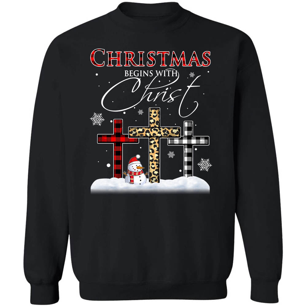 Jesus - Cross - Christmas begins with Christ - Apparel