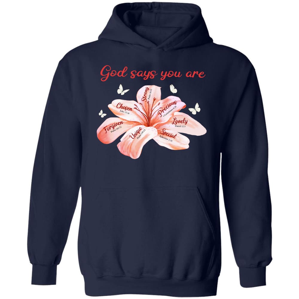 Lily with butterfly - God says you are - Jesus Black Apparel