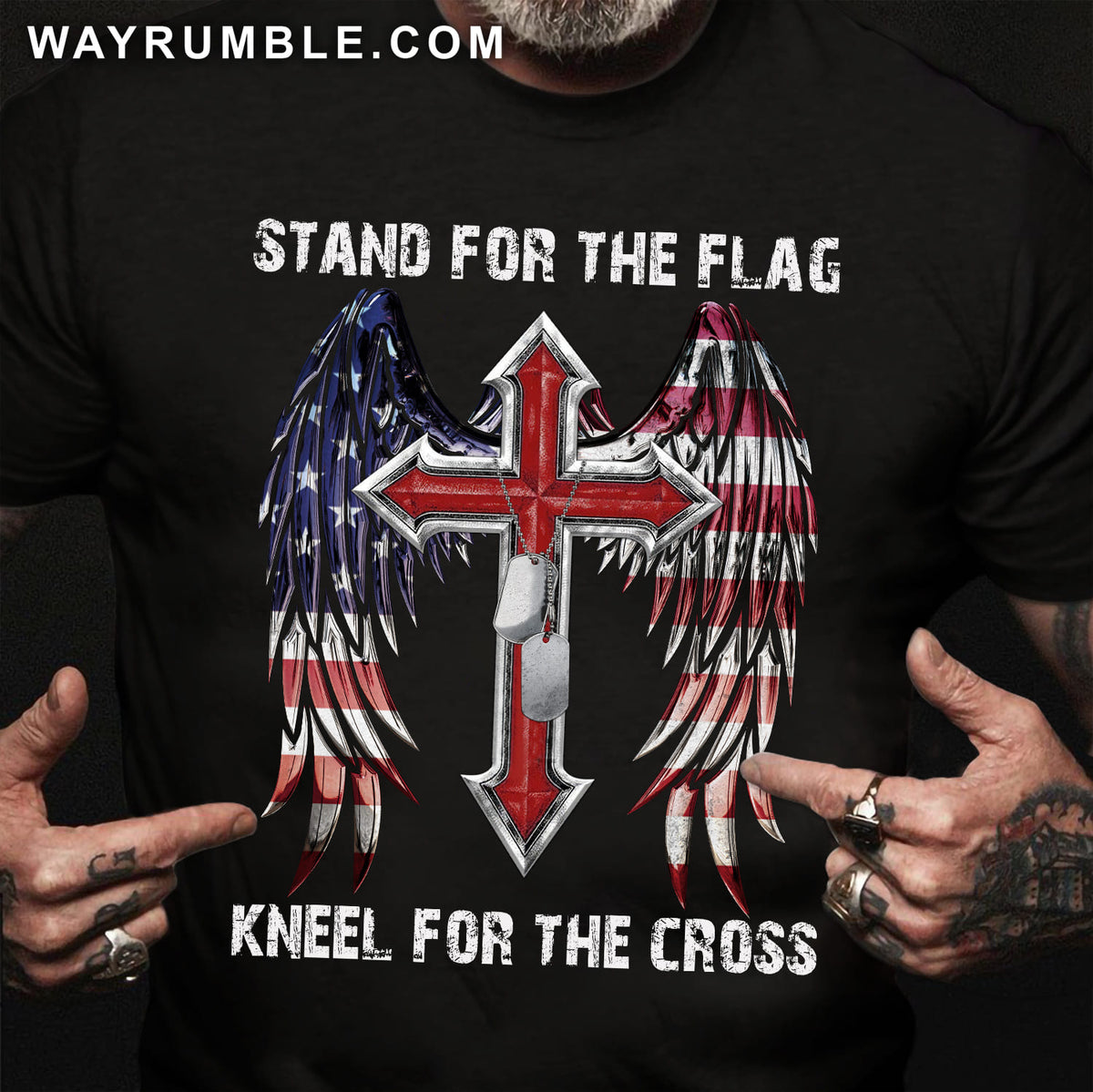Jesus - Cross with U.S flag wing - Stand for the flag, kneel for the cross - Apparel