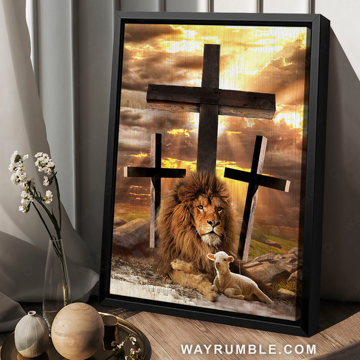 Lion of Judah, Lamb of God, Three crosses, Religious art - Jesus Portr ...