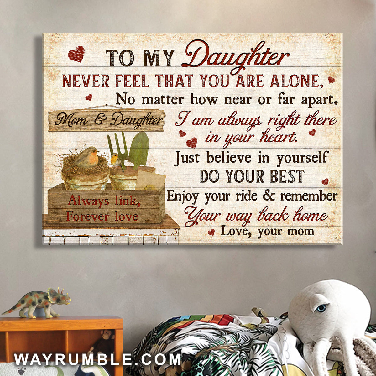 Mom to daughter, Bird nest, I am always right there in your heart - Family Landscape Canvas Prints, Wall Art