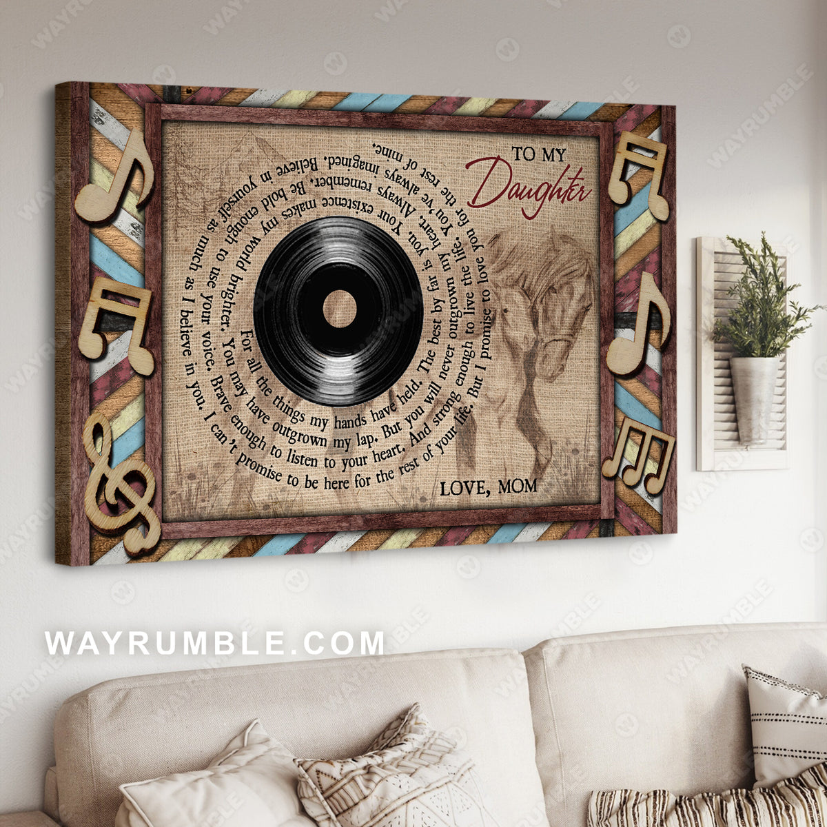 Mom to daughter, Horse background, Love you for the rest of mine - Family Landscape Canvas Prints, Wall Art