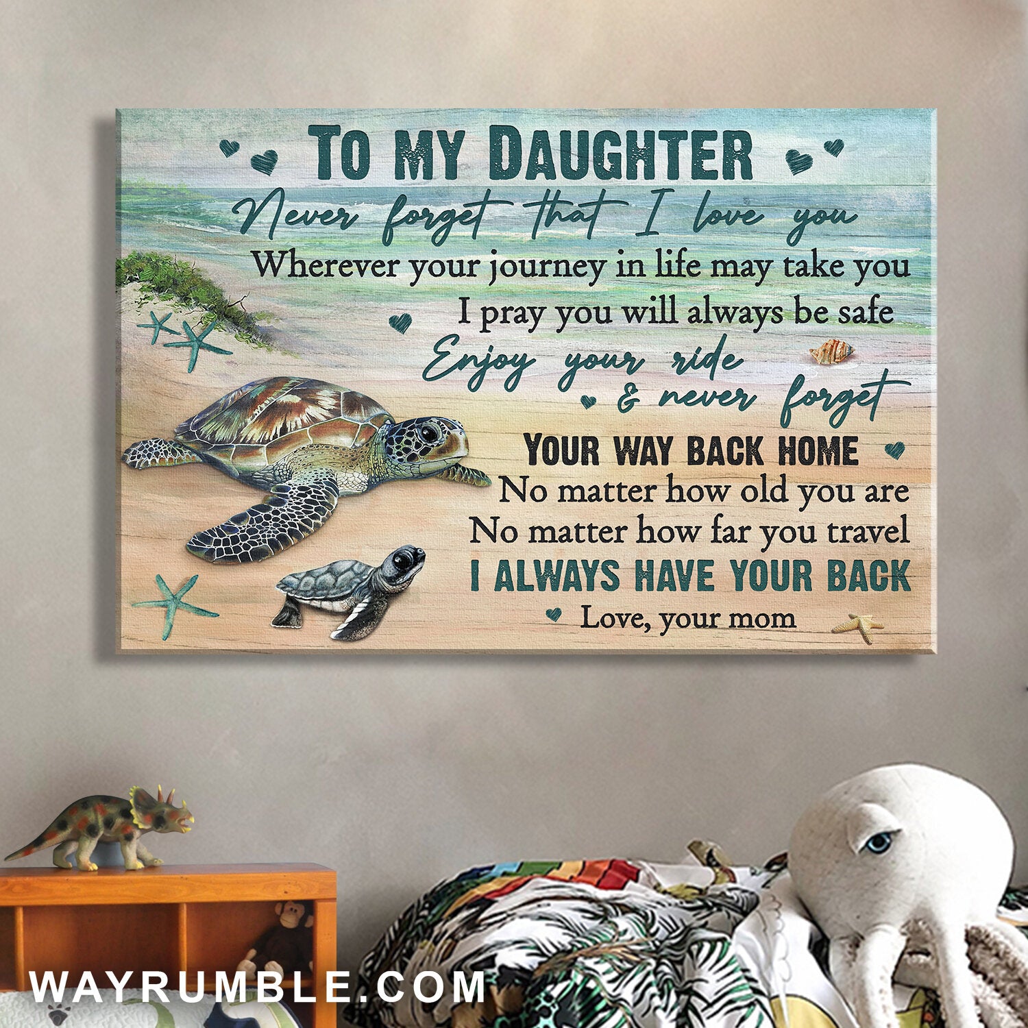 Mom to daughter, Turtles Family, Enjoy your ride and never forget your way back home - Family Landscape Canvas Prints, Wall Art