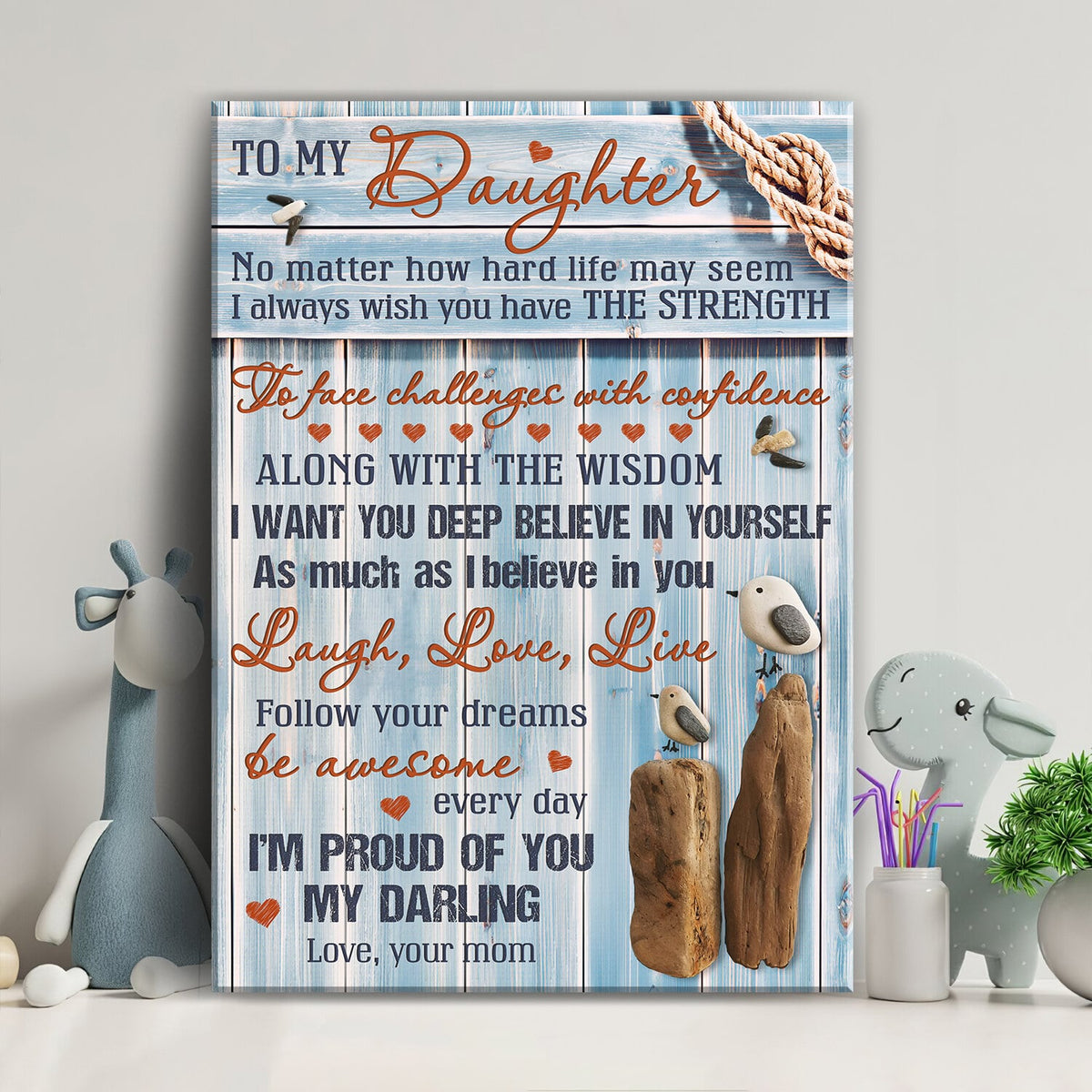 Mom to daughter, Lovely birds, Stone, I&#39;m proud of you - Family Portrait Canvas Prints, Wall Art