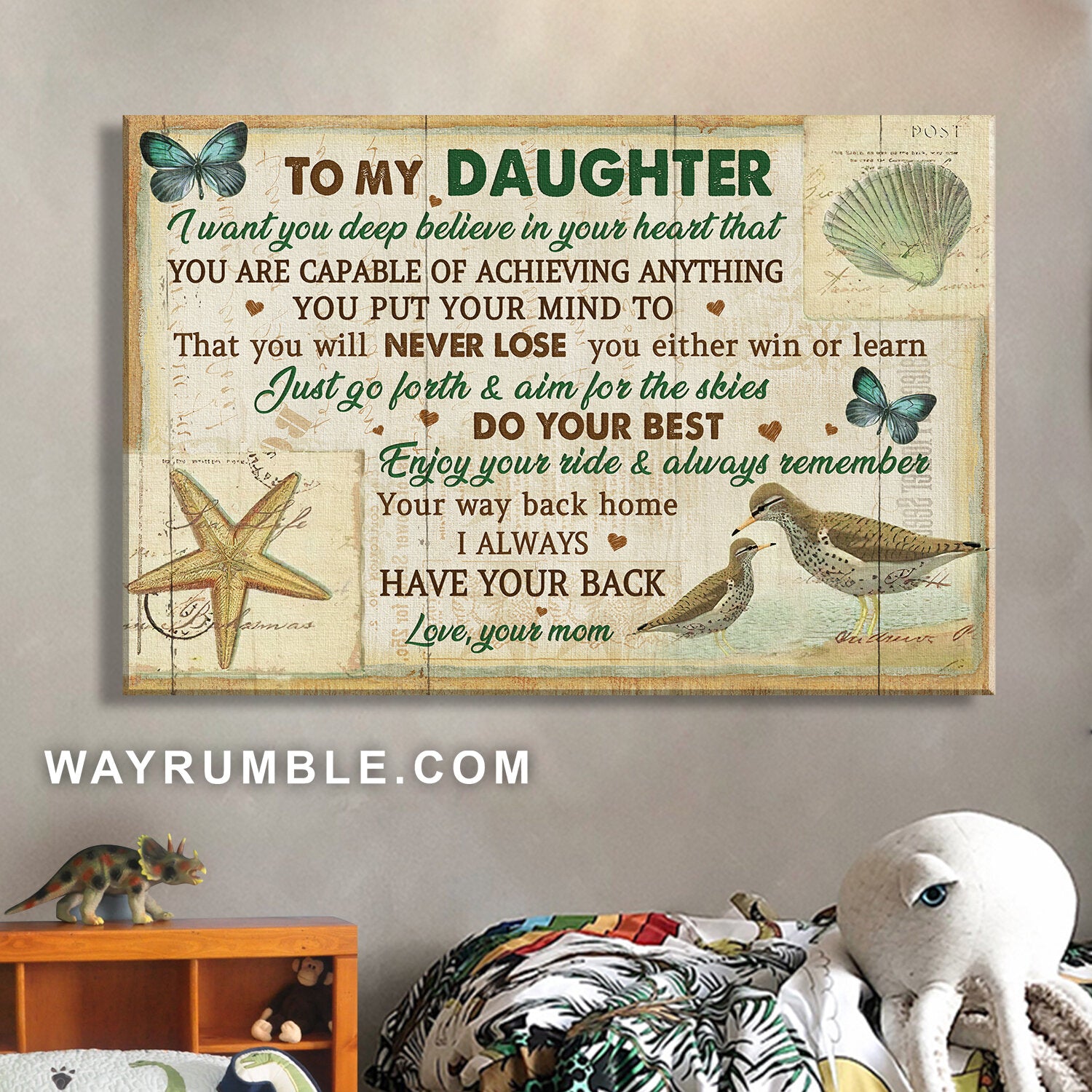 Mom to daughter, At the beach, I always have your back - Family Landscape Canvas Prints, Wall Art