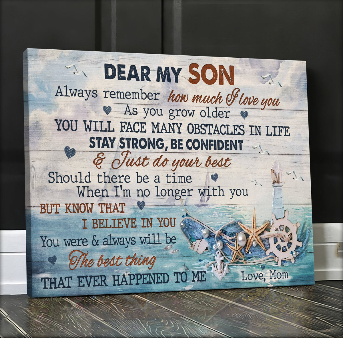 Mom to son, On the sea, Pearl, Sail boat, Always remember how much I love you - Family Landscape Canvas Prints, Wall Art