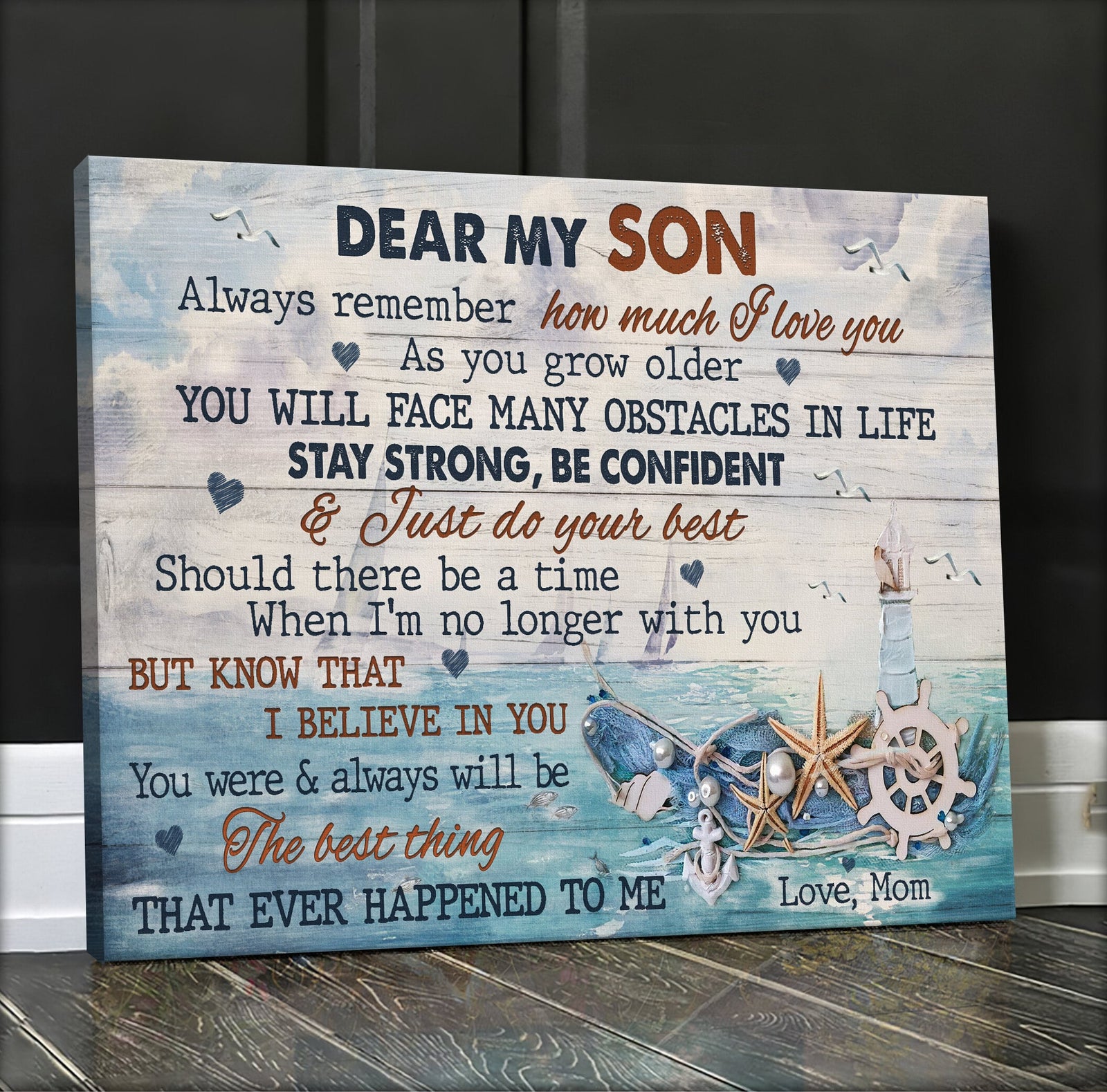 Mom to son, On the sea, Pearl, Sail boat, Always remember how much I love you - Family Landscape Canvas Prints, Wall Art