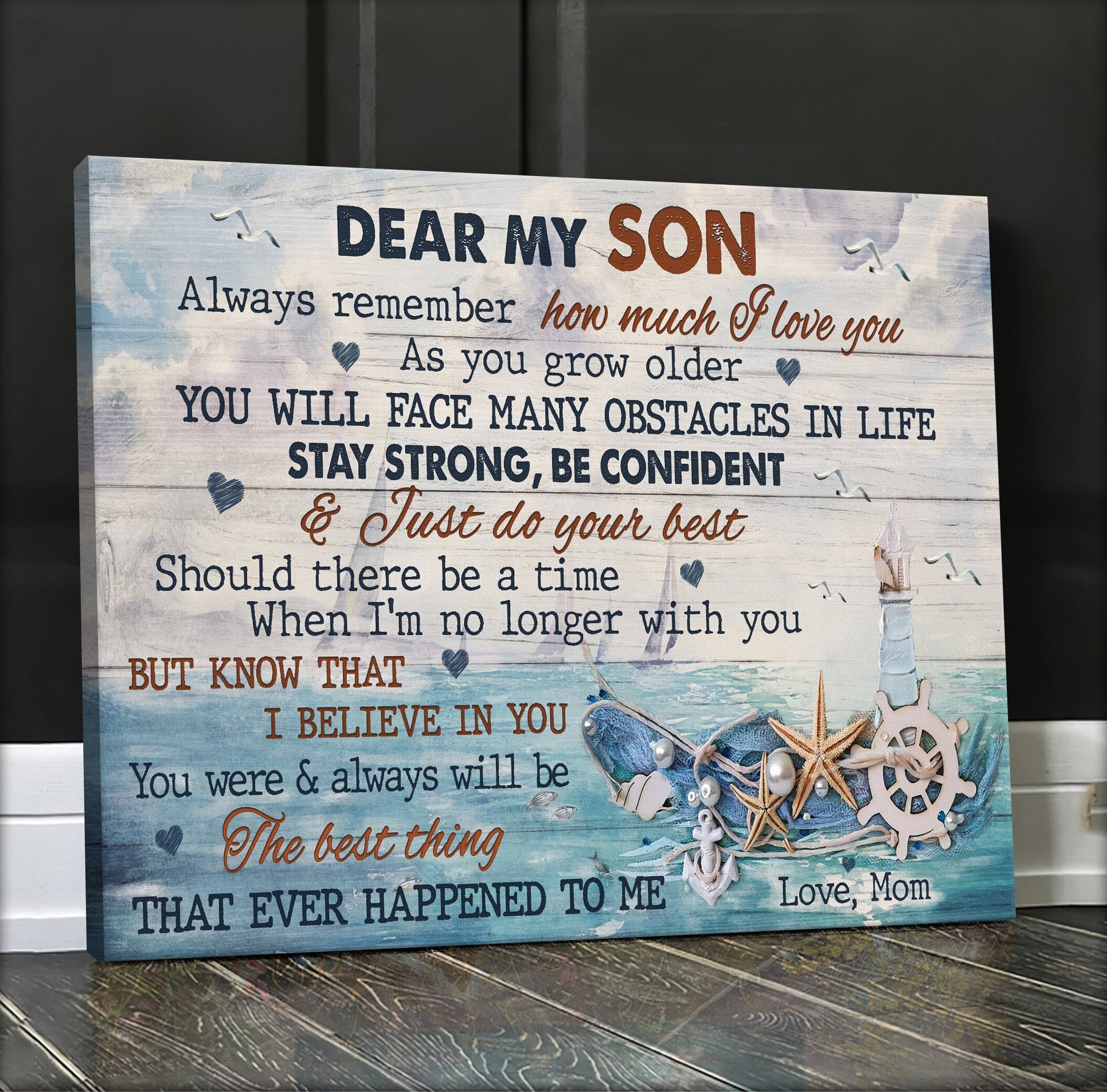 Mom to son, On the sea, Pearl, Sail boat, Always remember how much I love you - Family Landscape Canvas Prints, Wall Art