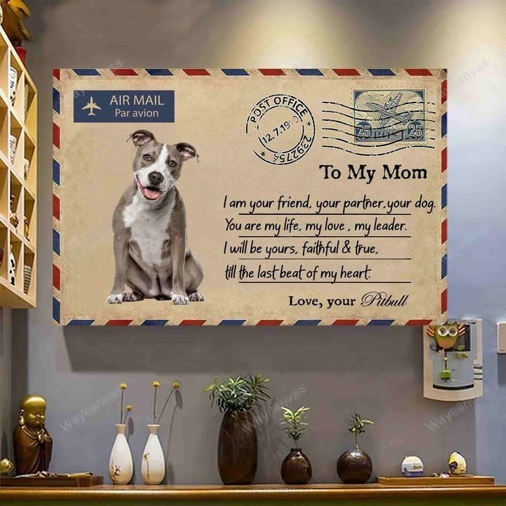 To my mom, Pit Bull, Old Letter, Letter to my Mom - Pitbull Landscape Canvas Prints, Wall Art