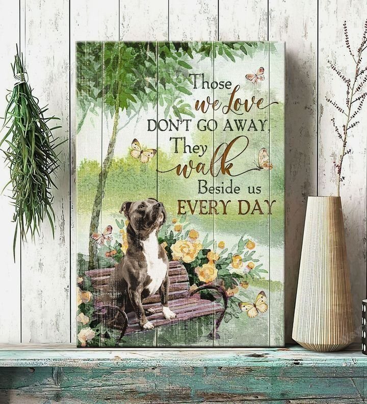 Pit bull, Park, Butterfly, Those we love don't go away - Pit bull Portrait Canvas Prints, Wall Art
