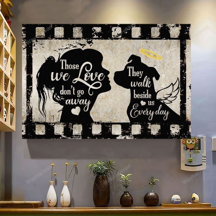 Pit bull, Shadow Girl, Those we love don't go away, they walk beside us every day - Pit bull Landscape Canvas Prints, Wall Art