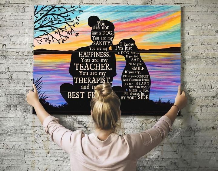 Pit bull, By the riverside, Shadow, You are not just a dog, you're my happiness - Pit bull Landscape Canvas Prints, Wall Art