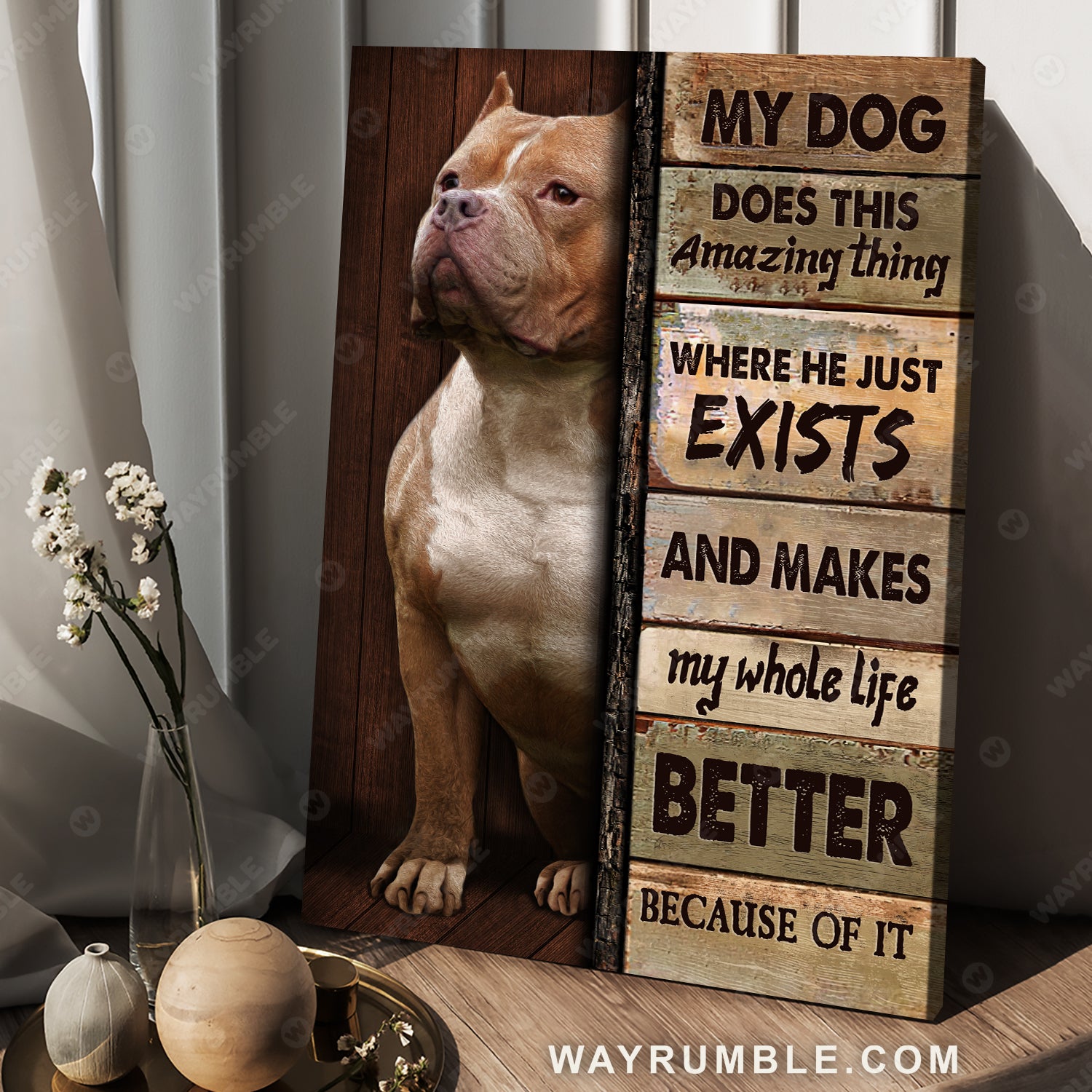 Pitbull painting, American Pitbull Terrier, Best friend, My dog does this amazing thing - Dog Portrait Canvas Prints, Wall Art