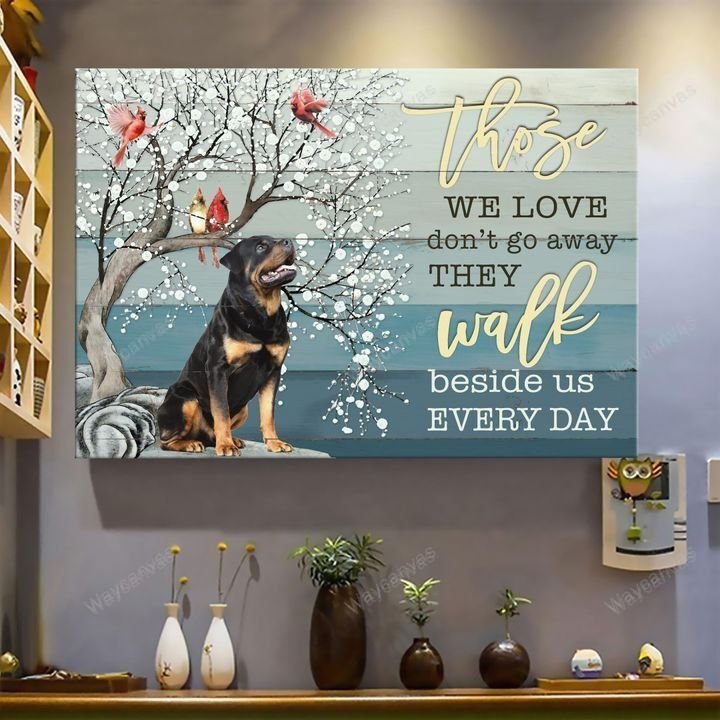 Rottweiler, Under the tree, Snow Flower, Cardinal, They walk beside us every day - Dog Landscape Canvas Prints, Wall Art