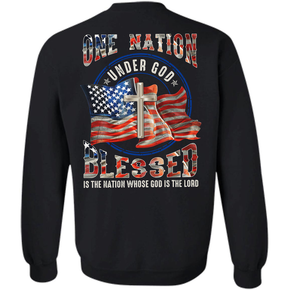 US Flag, One nation under God Jesus Back-printed Apparel