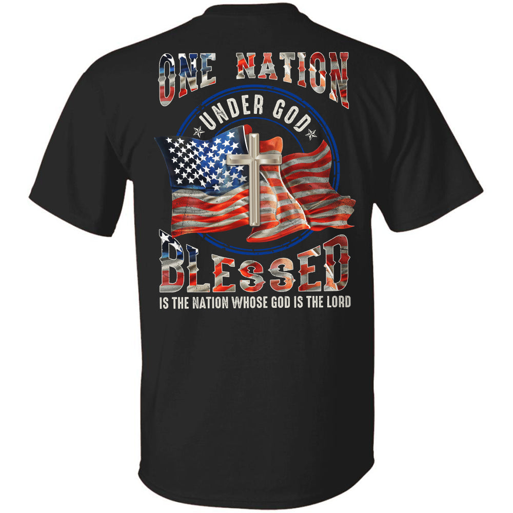 US Flag, One nation under God Jesus Back-printed Apparel