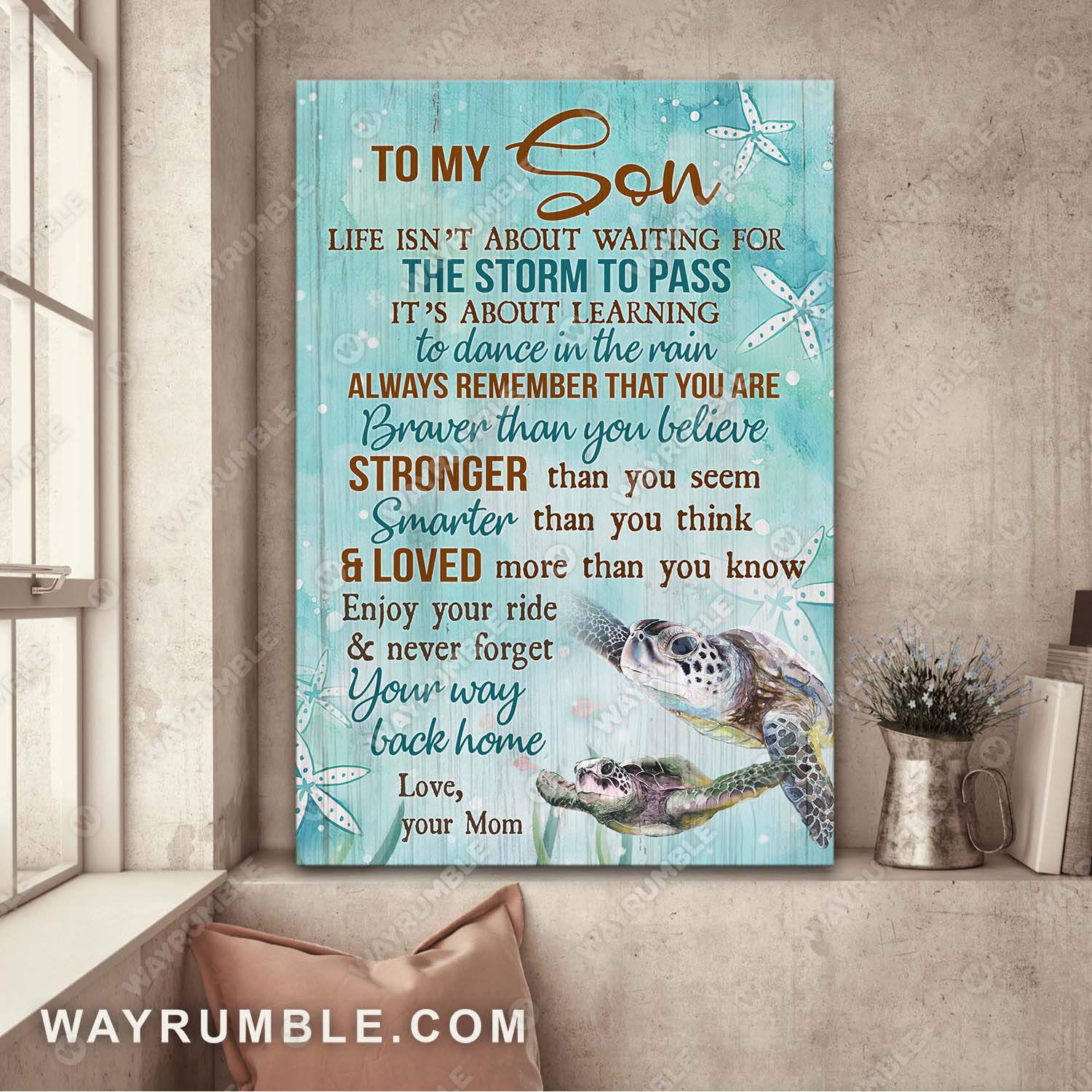 Mom to son, Amazing turtle, You are loved more than you know - Family Portrait Canvas Prints, Wall Art