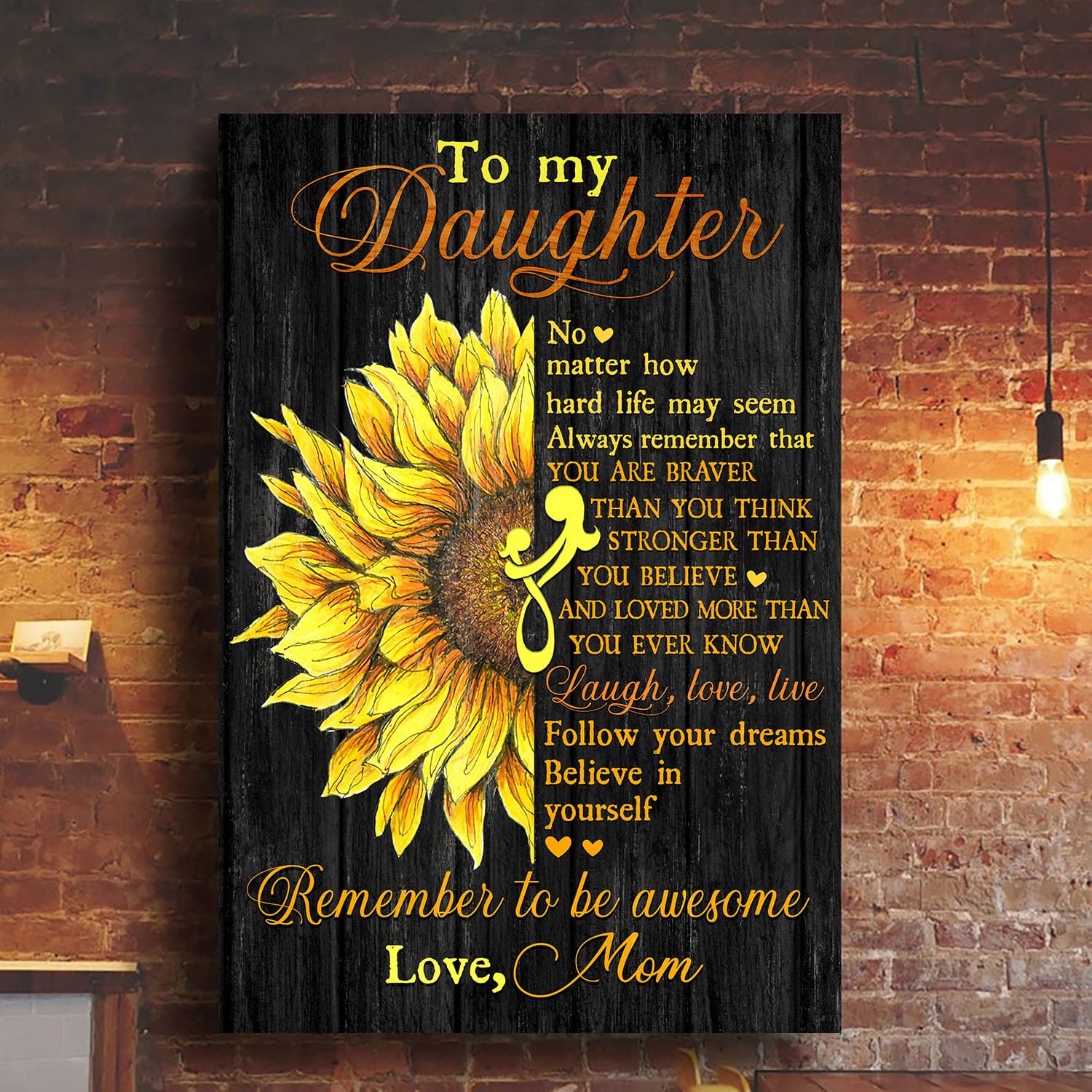 Mom to daughter, Half of sunflower, Music note, Remember to be awesome - Family Portrait Canvas Prints, Wall Art