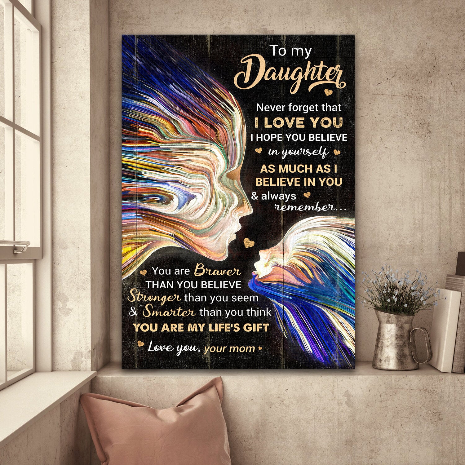 Mom to daughter, Mom and daughter love - Family Portrait Canvas Prints, Wall Art