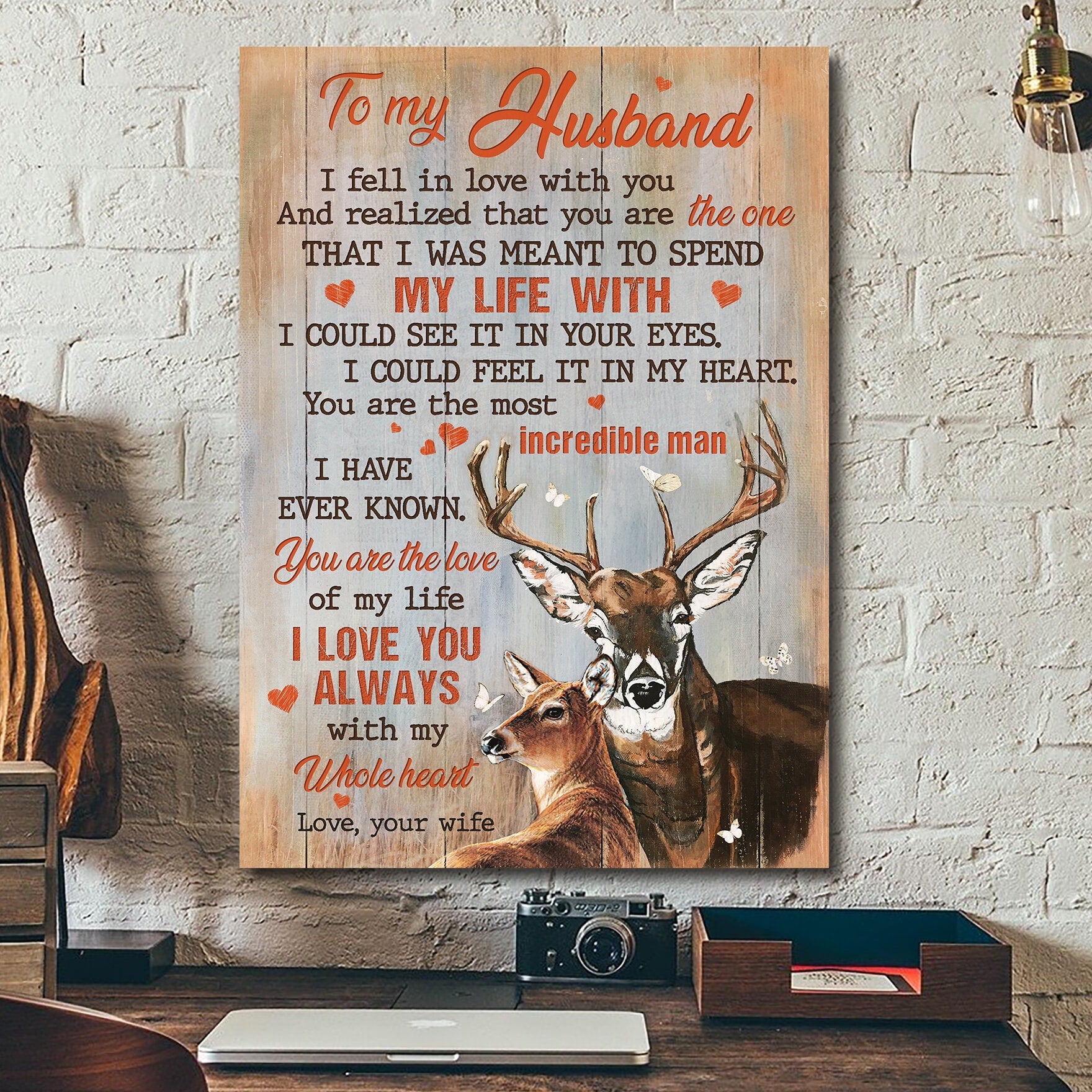 To my husband, Deer, Marriage - I love you always - Couple Portrait Canvas Prints, Wall Art